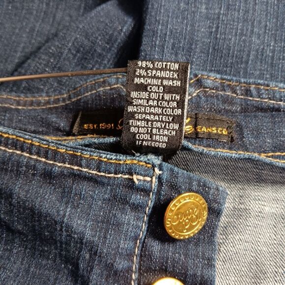 SOUTHPOLE Vintage High-waisted Wide Leg Dark Blue Jeans Size 7 Junior - Picture 7 of 7